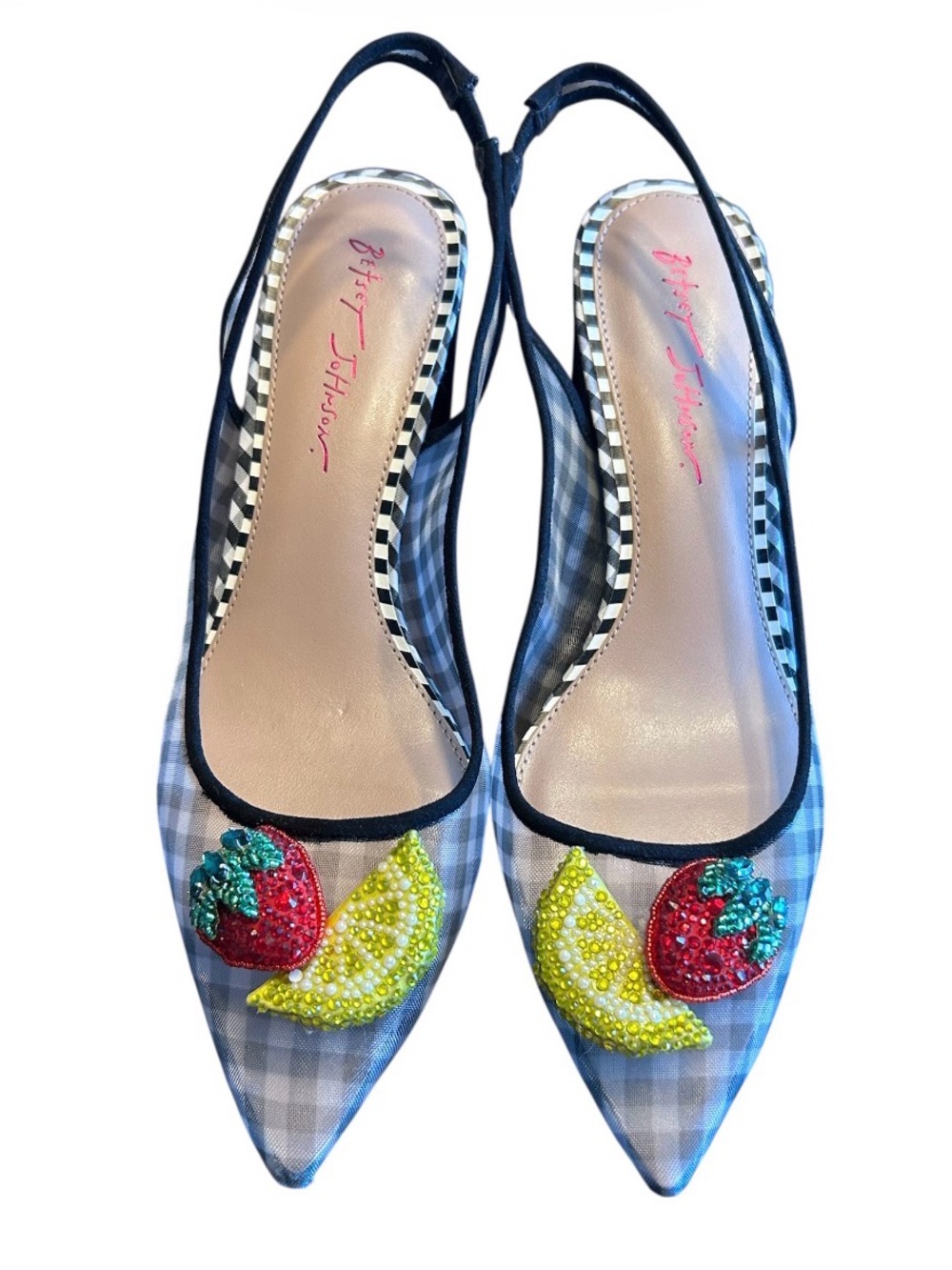 Betsey Johnson LANEY sling back pumps Size 10 Embellished Fruit Detail - Picture 4 of 10